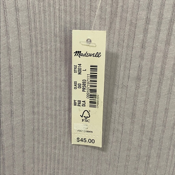 NWT Madewell Variegated Ribbed Crewneck Long-Sleeve Tee - Picture 9 of 10